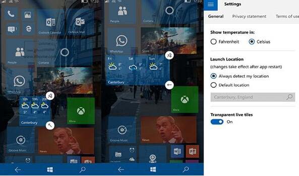 Win10 UWP版《MSN天气》《MSN资讯更新》:手机支持透明动态磁贴-图示1