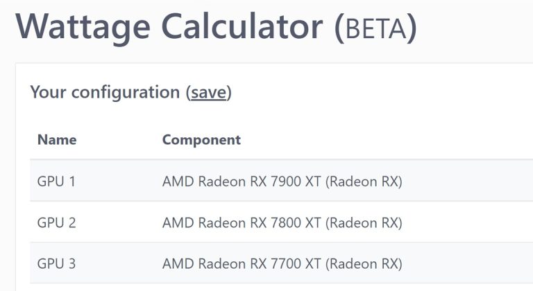 Seasonic 在功率计算器中列出 AMD Radeon RX 7000 系列-图示1