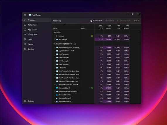 仔细看看Windows11即将推出的带有颜色和深色模式的任务管理器-图示2