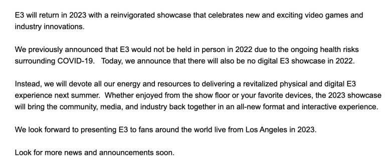 E3 2022展会将取消-图示2